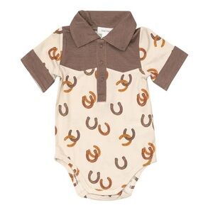 Angel Dear Bamboo Lucky Horseshoe Collared Bodysuit One Piece 18-24 Months Brown